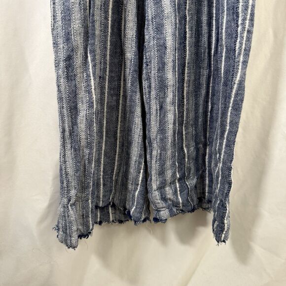 Cloth and Stone Linen Blend Romper Women's Small Blue Striped Open Back Tie - Picture 5 of 13